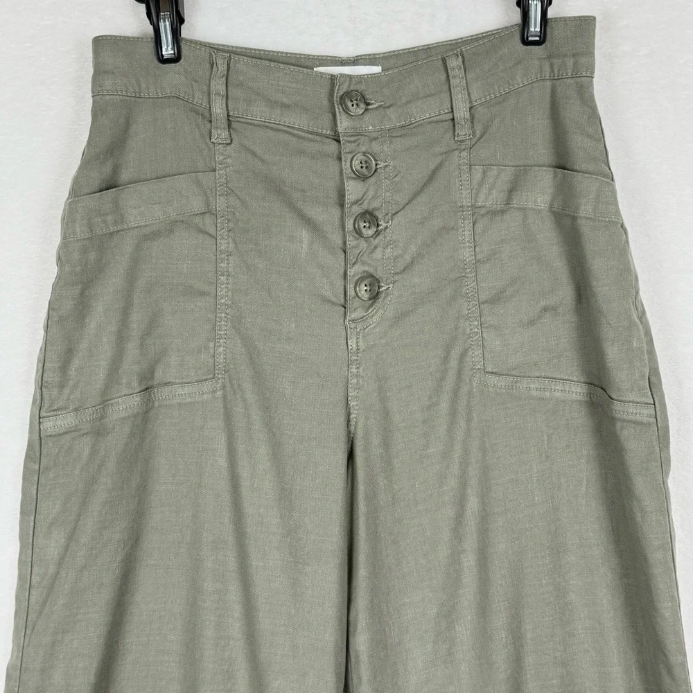 EVEREVE Joelle Wide Leg Pant Size 27 Linen/Lyocell Light Olive - Picture 7 of 16